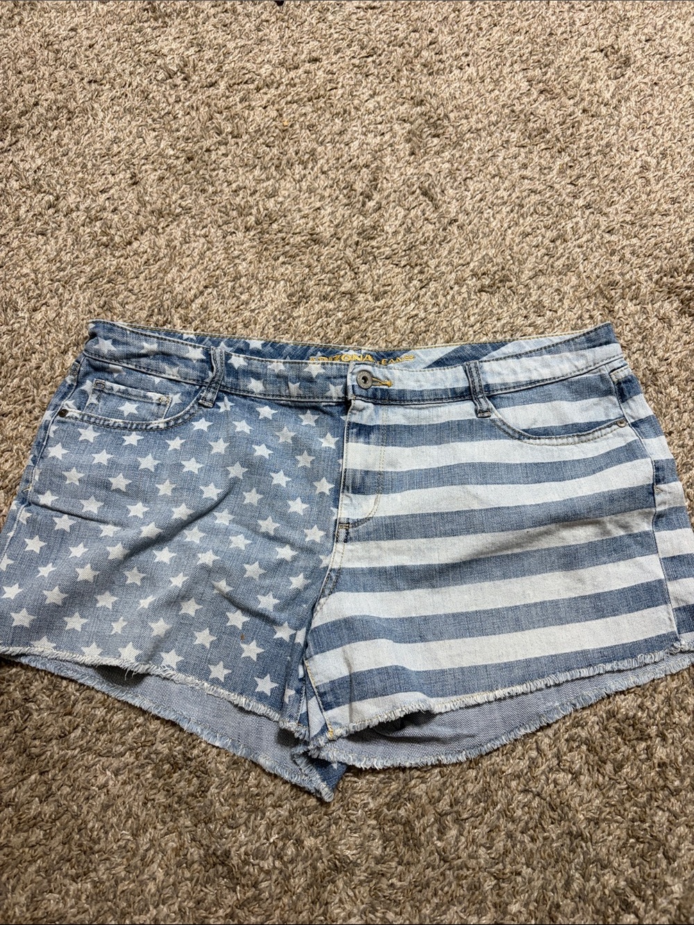 Arizona Jean Company Blue & White Stars-and-Stripes Denim Shorts